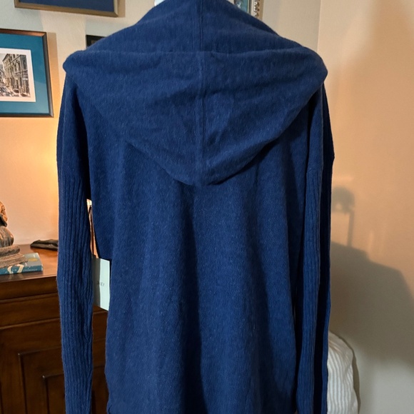 Cynthia Rowley Two-Ply Cashmere Hoodie – Marine Blue – NWT – Size L – Tunic - Picture 3 of 4